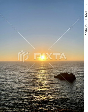 Scenic view of sea during sunset, Portugal, Algarve. Scenic view of sea during sunset, Portugal, Algarve. 116603087