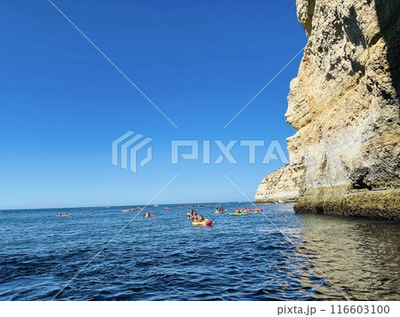Praia do Carvoeiro, in the Algarve region, southern Portugal. 116603100