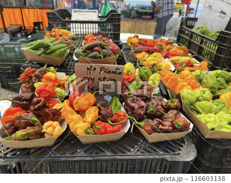 Close up vegetables for sale at the market in Olhao, Algarve. 116603138