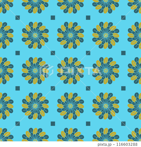 Seamless pattern with hand drawn golden classic floral rosette motifs Seamless pattern with hand drawn golden classic floral rosette motifs 116603288
