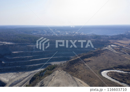 granite quarry, stone mining, aerial view 116603710