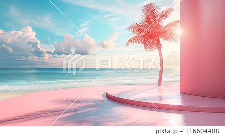 Summer Beach Podium. Generative AI 116604408