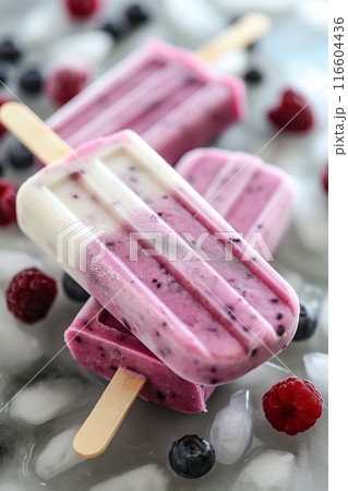 Homemade Berry and Honey Ice Pops. Generative AI Homemade Berry and Honey Ice Pops. Generative AI 116604436