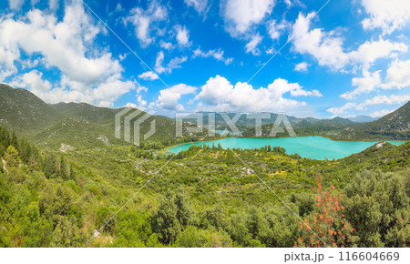 Captivating overview across the beautiful Bacina Lakes at sunny day. 116604669