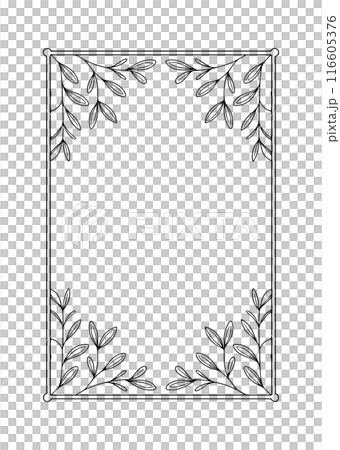 Simple monochrome frame with monochrome leaves 116605376