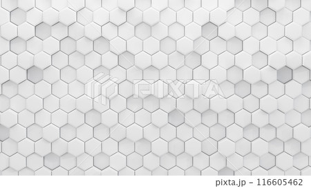 16:9|モノトーンのハニカム構造の背景素材 16:9|モノトーンのハニカム構造の背景素材 116605462