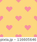 Yellow heart seamless pattern on yellow background. 116605646