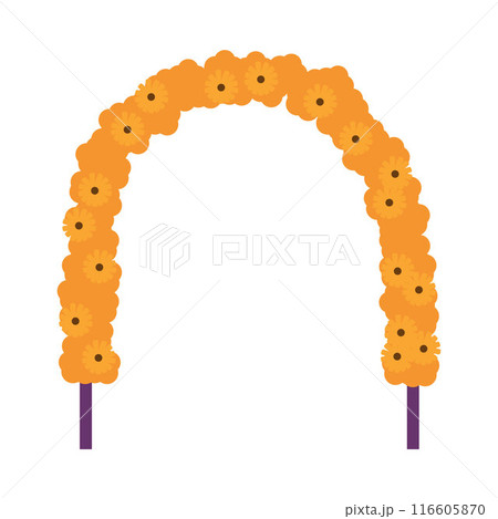Festive vector floral arrangement in the form of a frame made of marigold. Festive vector floral arrangement in the form of a frame made of marigold. 116605870