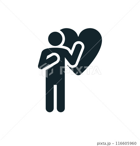 Man showing love with heart symbol for charity, volunteer work, and support Man showing love with heart symbol for charity, volunteer work, and support 116605960