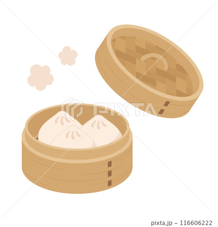 セイロに入った中華まんのイラスト セイロに入った中華まんのイラスト 116606222