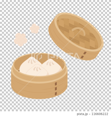 セイロに入った中華まんのイラスト セイロに入った中華まんのイラスト 116606222