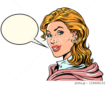 Pop Art Retro The woman looks at you and speaks into a cloud. Offers a choice for the client. Notifications about company news and promotions. Pop Art Retro The woman looks at you and speaks into a cloud. Offers a choice for the client. Notifications about company news and promotions. 116606232