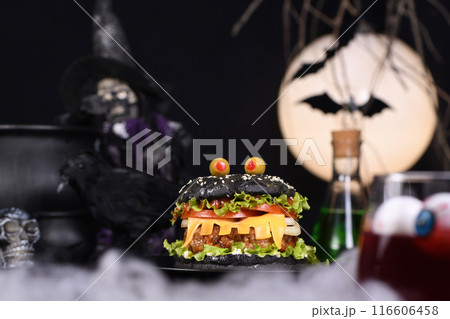 Halloween Monster black burger 116606458