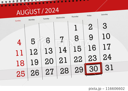 Calendar 2024, deadline, day, month, page, organizer, date, August, friday, number 30 116606602