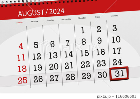 Calendar 2024, deadline, day, month, page, organizer, date, August, saturday, number 31 116606603