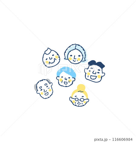 笑顔のシニア6人の顔アイコン 116606984