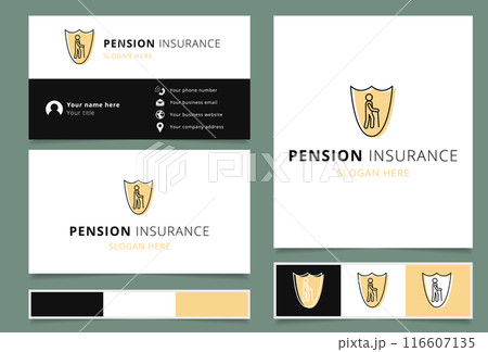 Pension insurance logo design featuring senior citizen walking with cane inside shield 116607135