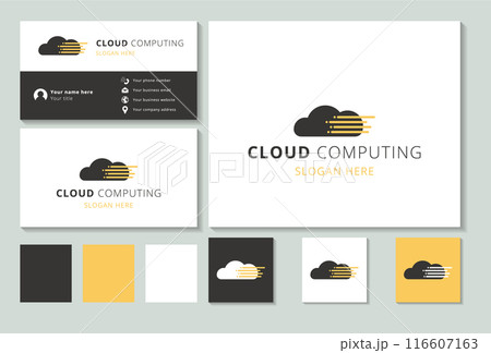 Cloud computing logo showing data transferring to the cloud with speed Cloud computing logo showing data transferring to the cloud with speed 116607163