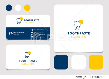 Toothpaste logo concept featuring a tooth and toothpaste for dental care branding Toothpaste logo concept featuring a tooth and toothpaste for dental care branding 116607187