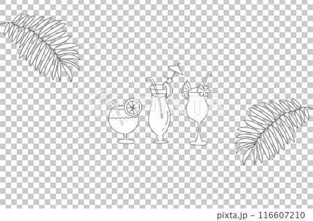 Tropical juice vector illustration/line drawing Tropical juice vector illustration/line drawing 116607210