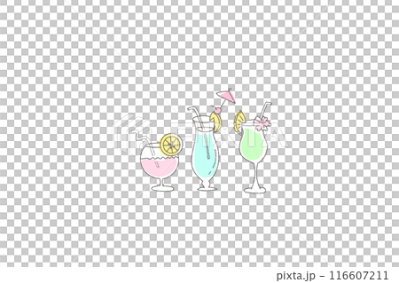 Hand-drawn illustrations of stylish cocktails Hand-drawn illustrations of stylish cocktails 116607211