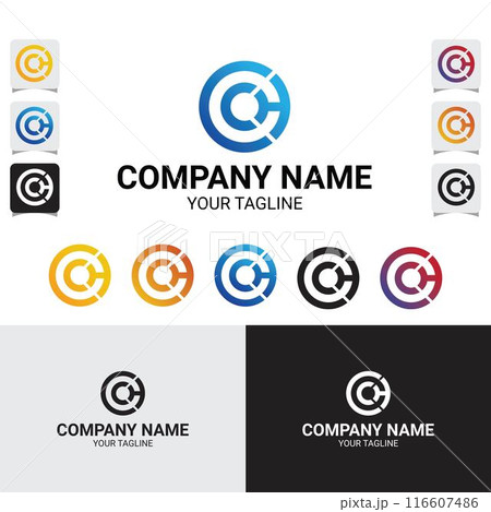 CCH 3 letter circle shape Logo template 116607486