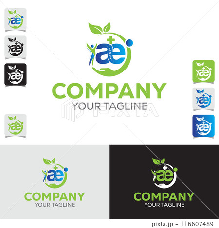 AE Letter Pain Aid Logo Template	 116607489