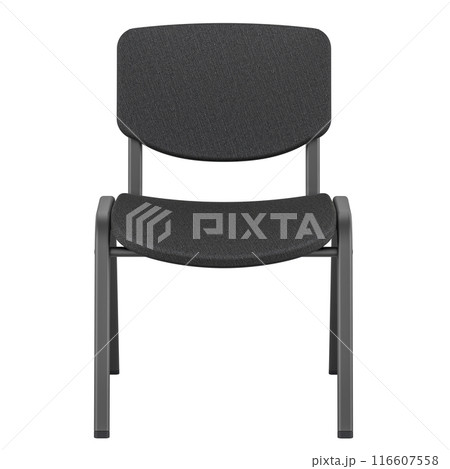 Office Chair without wheels. Black color, front view. 3D rendering 116607558