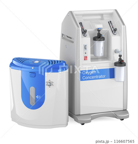 Medical Oxygen Concentrator and Small Portable Oxygen Concentrator, 3D rendering 116607565