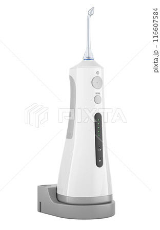 White Dental Oral Irrigator. Portable water flosser, 3D rendering White Dental Oral Irrigator. Portable water flosser, 3D rendering 116607584