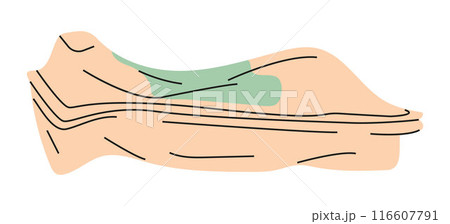 depicting plastic waste, including crumpled and squeezed containers and used disposable paper cups. 116607791