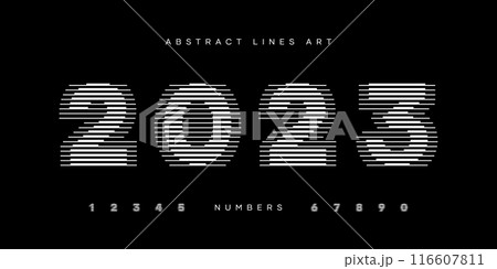 Number Font Logo Geometric Horizontal Lines Art Set 116607811