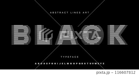 Font set Geometric Horizontal Lines Art Typeface. Modern Alphabet Uppercase Typography for Stylish Logo Font set Geometric Horizontal Lines Art Typeface. Modern Alphabet Uppercase Typography for Stylish Logo 116607812