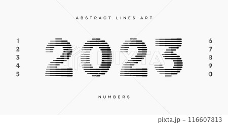 Number Font Logo Geometric Horizontal Lines Art Set Number Font Logo Geometric Horizontal Lines Art Set 116607813