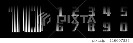 Number Font Logo Geometric Vertical Lines Art Set 116607825