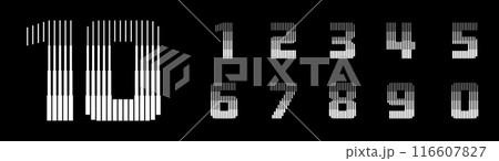 Number Font Logo Geometric Vertical Lines Art Set 116607827