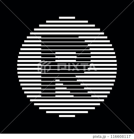 Letter R Logo Round Geometric Horizontal Stripe Lines 116608117