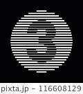Number 3 Logo Round Geometric Horizontal Stripe Lines 116608129