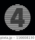 Number 4 Logo Round Geometric Horizontal Stripe Lines 116608130