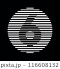 Number 6 Logo Round Geometric Horizontal Stripe Lines 116608132
