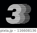 Number 3 Logo Geometric Horizontal Stripe Motion Speed Line Art 116608136