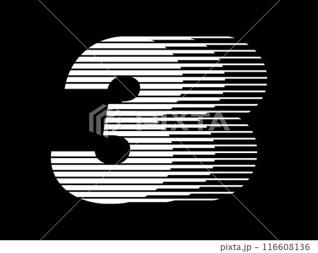 Number 3 Logo Geometric Horizontal Stripe Motion Speed Line Art 116608136