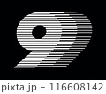Number 9 Logo Geometric Horizontal Stripe Motion Speed Line Art 116608142
