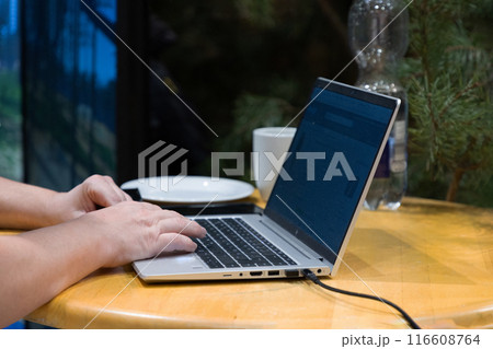 Top view of businessman hands holding blank Top view of businessman hands holding blank 116608764