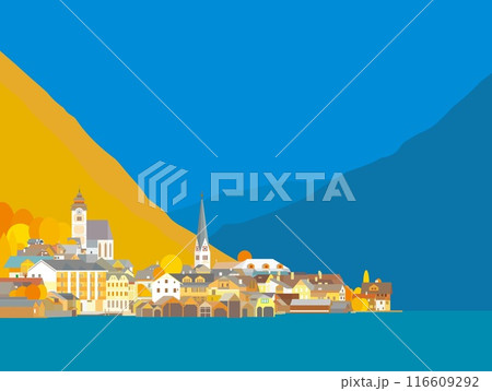 ハルシュタット hallstatt ザルツカンマ―グート salzkammergut 秋風景 ハルシュタット hallstatt ザルツカンマ―グート salzkammergut 秋風景 116609292