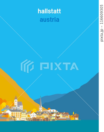 ハルシュタット hallstatt ザルツカンマ―グート salzkammergut 秋風景 ハルシュタット hallstatt ザルツカンマ―グート salzkammergut 秋風景 116609305