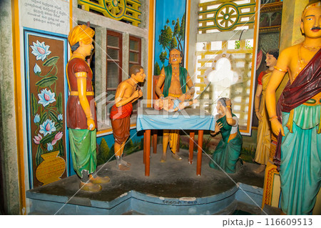figures depicting entire history Buddha, starting from birth. 116609513