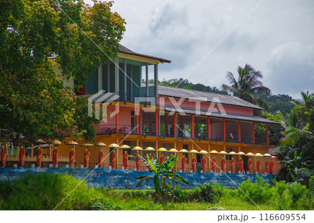 row of Buddhist monk statues in Dambulla row of Buddhist monk statues in Dambulla 116609554