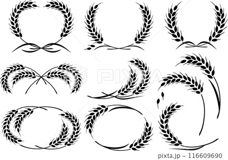 麦穂シルエット　フレーム　バラエティ　アイコン　 116609690