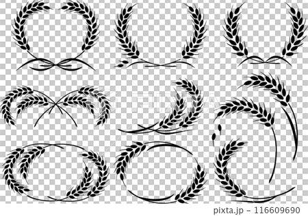 麦穂シルエット　フレーム　バラエティ　アイコン　 116609690